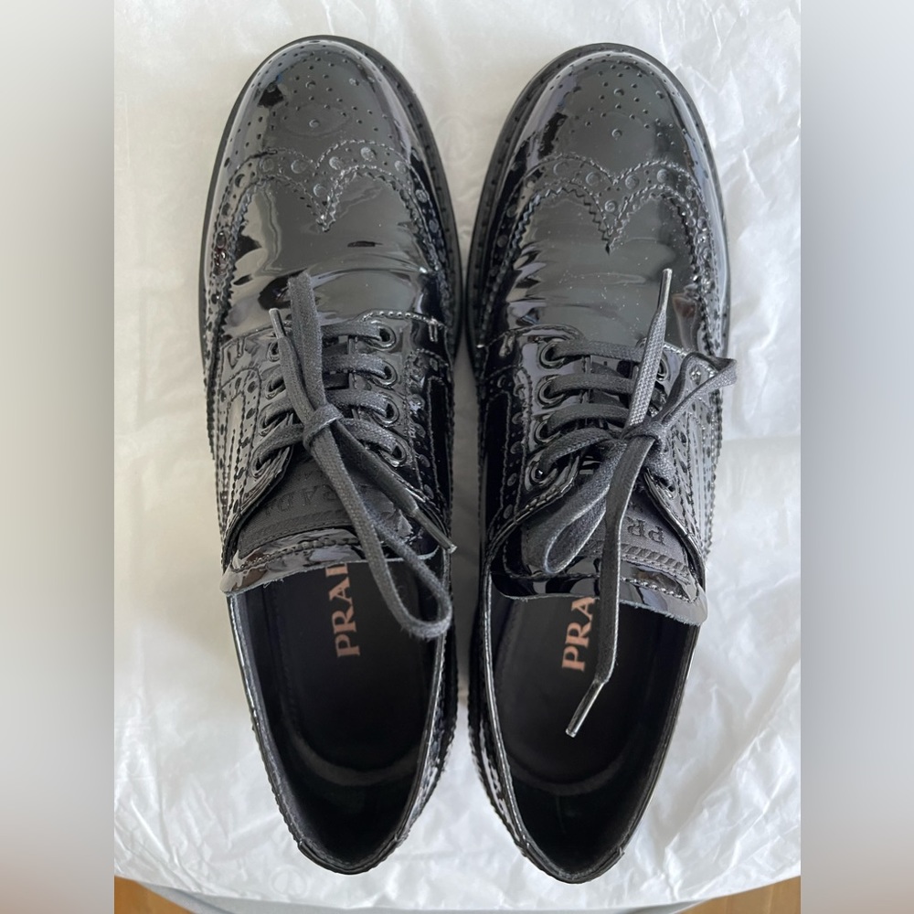 Prada Monolith Patent leather lace up